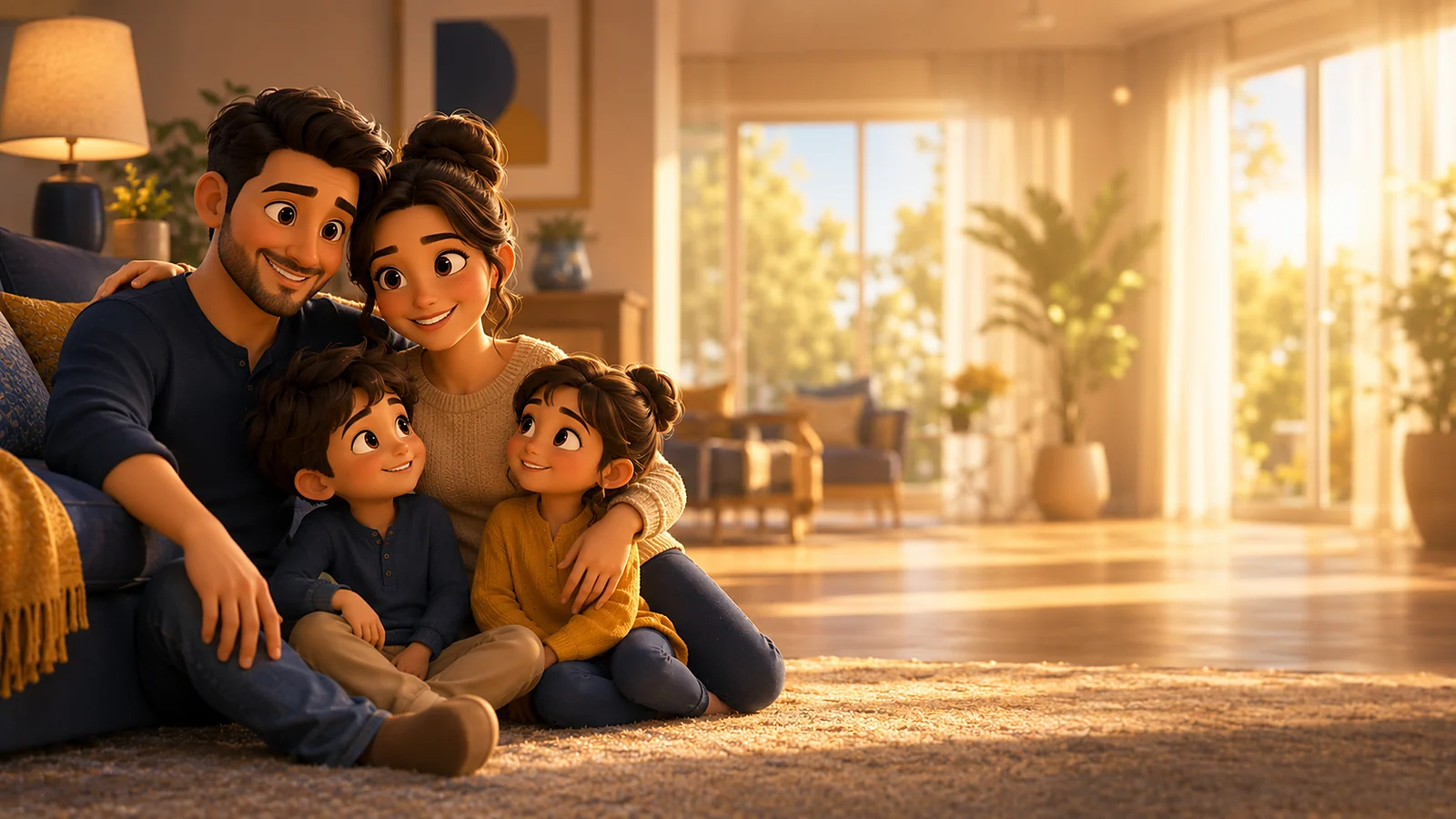 A family protected at home — Living Benefits income and family protection, 3D illustration