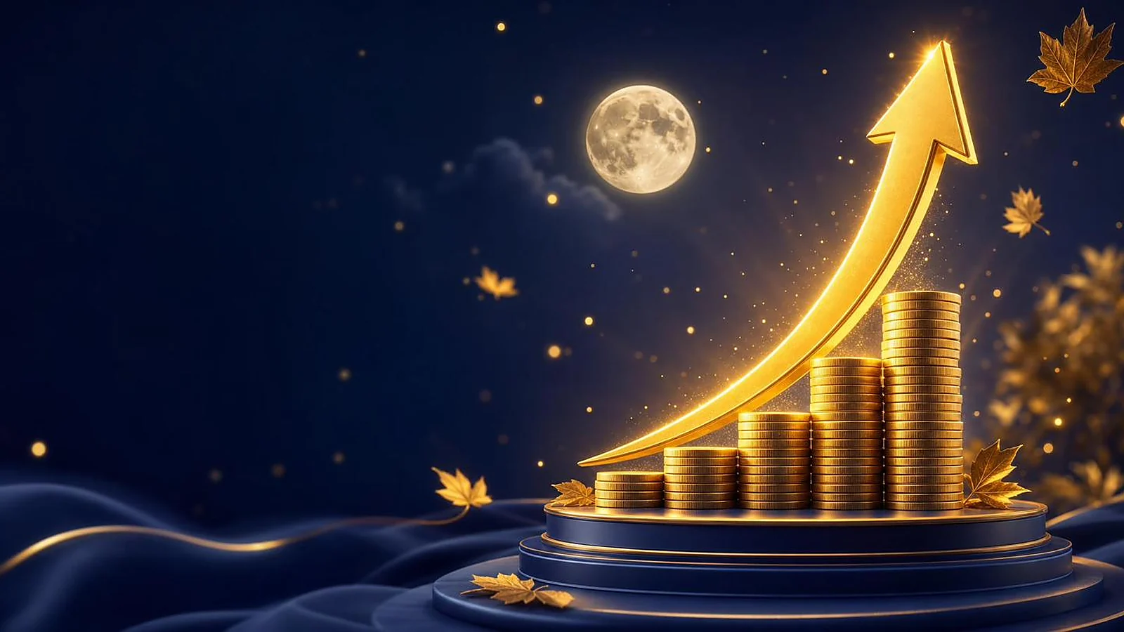 Non-registered investments in Canada — illustration of a glowing golden upward growth arrow rising over stacked gold coins under a protective light, flexible tax-efficient investing held in a segregated fund contract